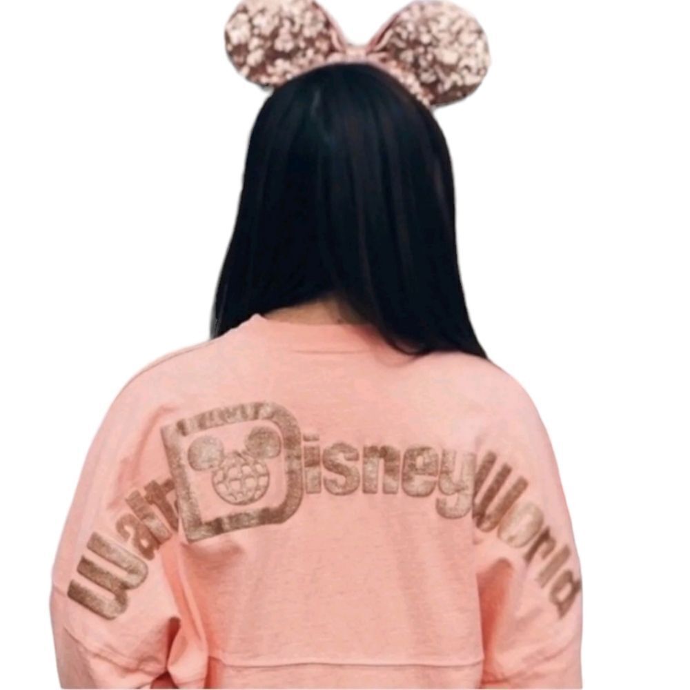 DISNEY WORLD peach and‎ rose gold WDW spirit jersey shirt unisex XS